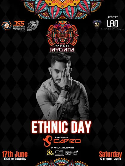 The official poster for the JSS University Ethnic Day. I was thrilled to be the featured artist for such a major college event in Mysore.