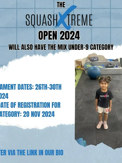 Join us at the Squash Xtreme Open 2024 this November. We are including a mixed under-9 category for our youngest players.