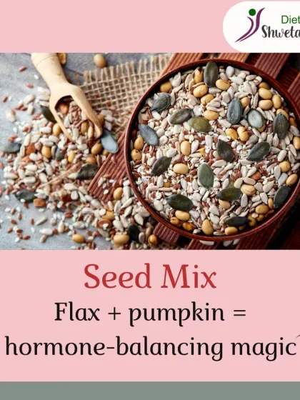 A simple mix of flax and pumpkin seeds can be magical for balancing hormones. This practice, known as seed cycling, is something I often recommend to my PCOD clients to help regulate their cycles.