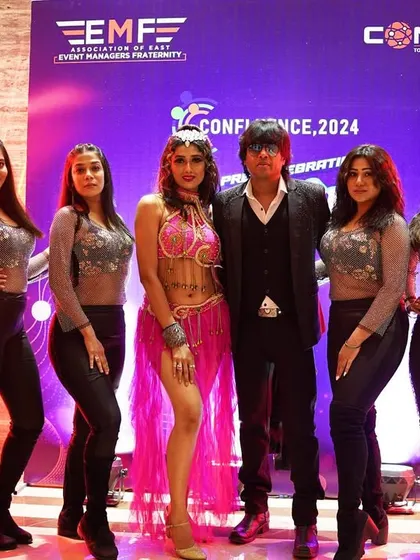 Posing with my talented team of dancers at the pre-EMAA get-together in Kolkata. We are always ready to bring the glamor.