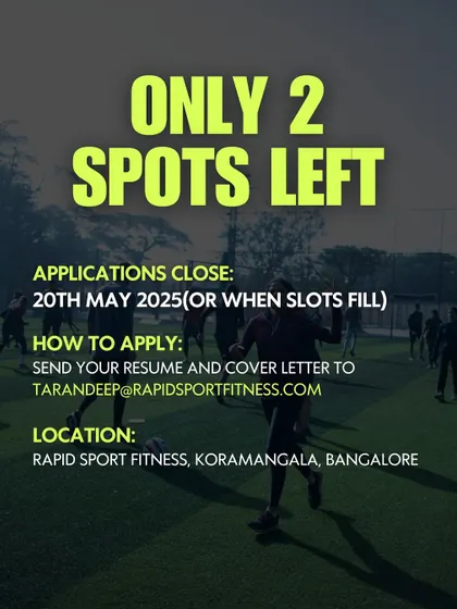 Our internship slots are limited to ensure high-quality, personal mentorship. This graphic serves as a final call for applications, detailing the deadline and how to apply for one of the remaining spots in our Koramangala facility.