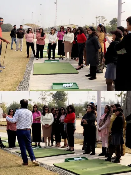It's not just for the boys. Here's a fantastic group of women enjoying a corporate golf workshop, proving that the greens are the perfect place for everyone to connect and learn.