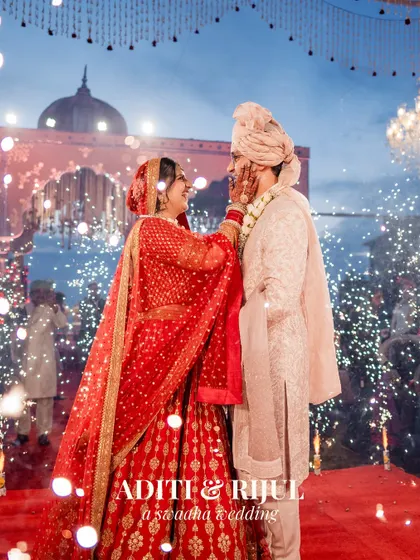 When love deserves nothing but perfection, every detail counts. For Aditi and Rijul, I orchestrated a celebration where the grandeur of the mandap under a twilight sky was matched only by the sparkle of the fireworks.