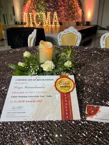 My finalist certificate for "Edible Modeling Artist of the Year" at the IICM Awards. Just being nominated among the best in the industry was an incredible feeling!