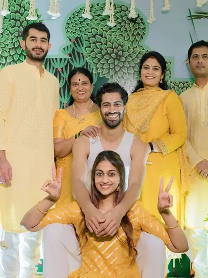 A heartwarming family portrait. The groom with his family, all sharing a moment of love and laughter against the backdrop we created.