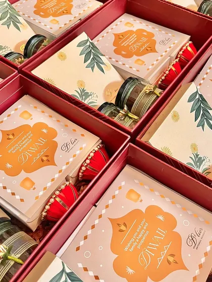 Our premium Diwali hampers, featuring beautifully designed boxes and jars of our artisanal desserts, ready to light up homes.