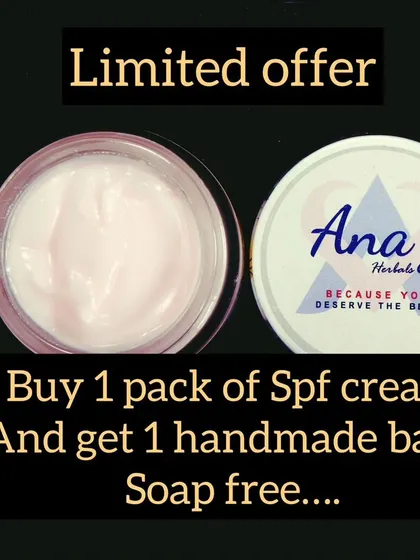 Here is a limited-time offer for you. When you buy one pack of my natural SPF cream, you get one of my handmade baby soaps absolutely free. It's the perfect way to protect both your skin and your little one's.