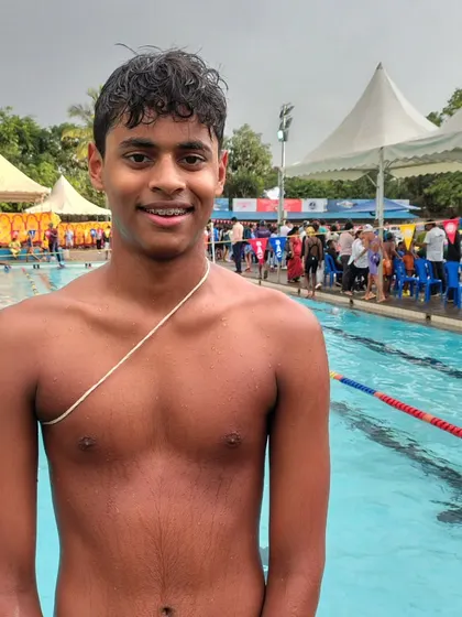 P Nikhil Tej Reddy with his silver in the 50m Freestyle.