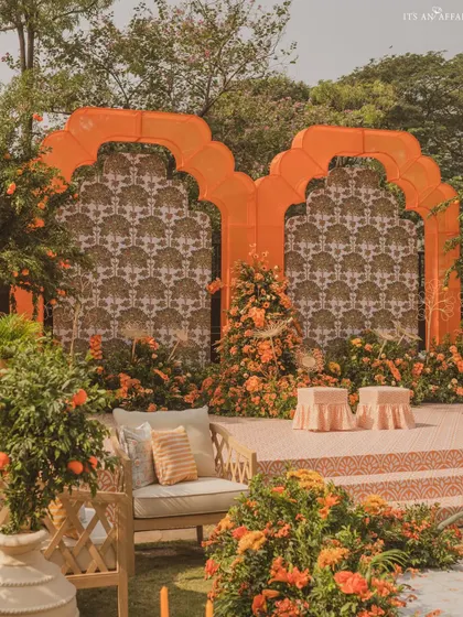 Another view of the Haldi stage, showing how the space is perfect for both the ceremony and for beautiful photographs.