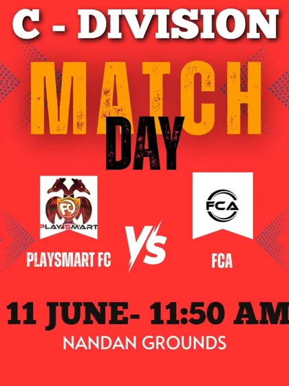 The battle begins. Match day graphic for our C-Division game against FCA at Nandan Grounds.