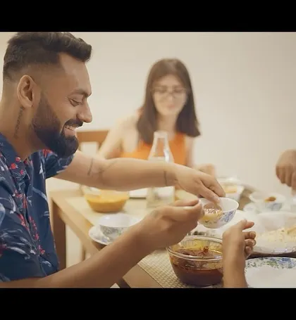 A happy memory from the 'Pehle' music video, showing a time of shared joy around the dinner table. My music videos often tell a complete story with highs and lows.