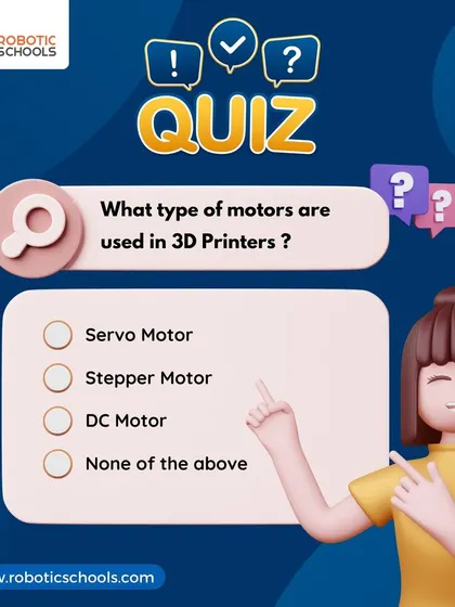 What type of motors are used in 3D printers? This quiz tests our students' knowledge of the hardware that powers the technology they use.