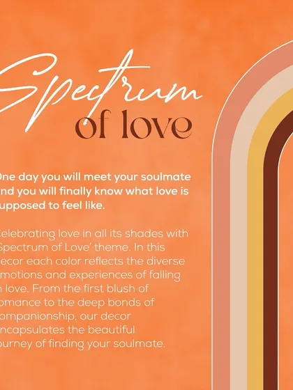 The official mood board for the 'Spectrum of Love' theme, explaining the concept of celebrating love in all its diverse shades.