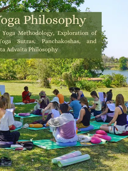 We take learning outdoors to connect with nature. Here, students gather by the river for a yoga philosophy class, exploring the Yoga Sutras and Vedanta philosophy in a serene and inspiring environment.