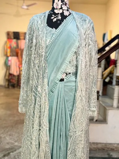 A closer look at the 'MANOHARI' jacket saree from my Sadabaahaar collection. The fully embroidered jacket adds a layer of sophistication and glamour.