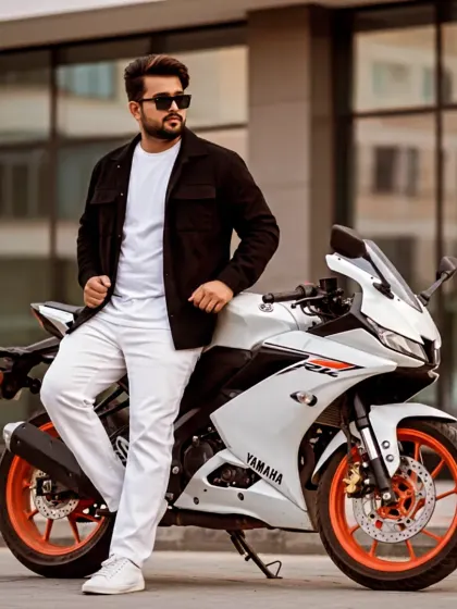 A casual shot with a Yamaha R15. My personal style is a big part of my brand as an artist.