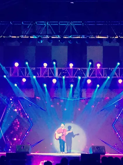 A shot from a college fest performance with my band, Mysore Xpress. The stage, the lights, the sound, it was an epic night. We know how to own the stage at college concerts.