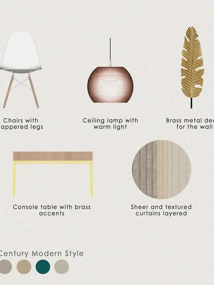 Here I break down the five essential elements needed to achieve a Mid-Century Modern style. This includes everything from furniture with tapered legs to the use of brass accents and layered curtains.