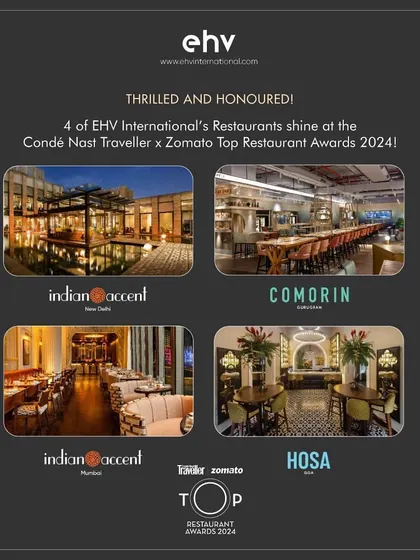 Thrilled to be honoured at the Condé Nast Traveller X Zomato Top Restaurant Awards 2024.