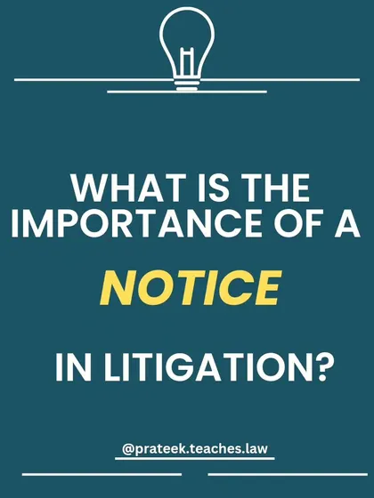 The Importance of a Legal Notice in Litigation. A legal notice is a formal communication that is a critical first step in many legal proceedings. It ensures due process, preserves your rights, and establishes a clear record of your claims before approaching the court.