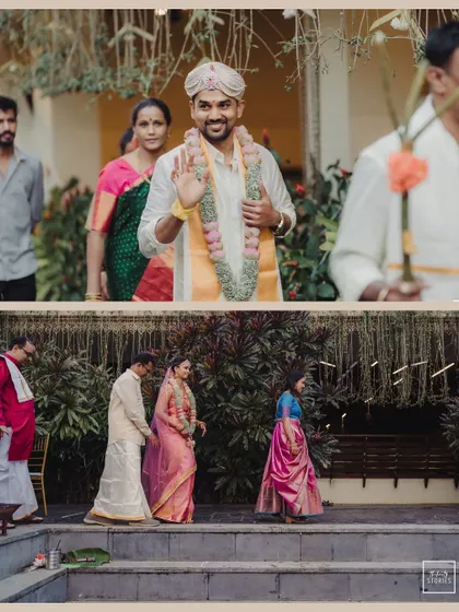 A duplicate of 221, capturing the procession and arrival of the bride and groom.