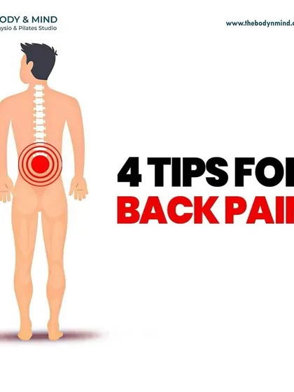 This infographic introduces four key tips for managing back pain, a common issue I treat at my studio.