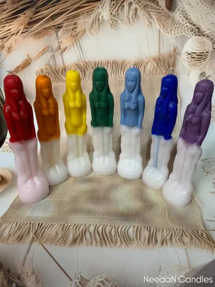Celebrating the divine feminine in all its forms. These sculptural female body candles are handcrafted in a rainbow of colors, standing as a powerful symbol of strength and beauty in your space.