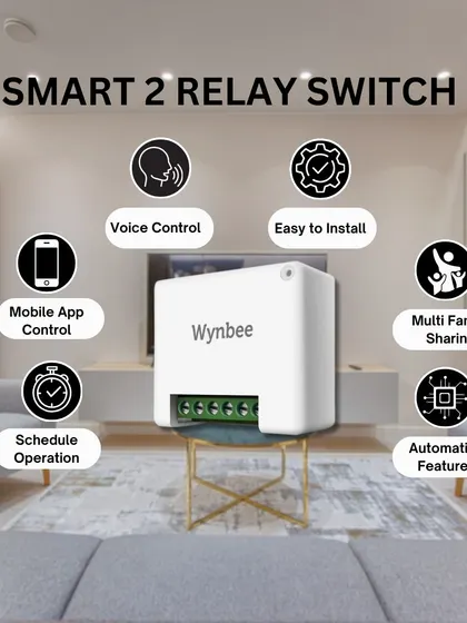 Our Smart 2 Relay Switch is the core of your home's new intelligence. It enables mobile app and voice control, scheduled operations, and automation features, all while being easy to install and shareable among family members.
