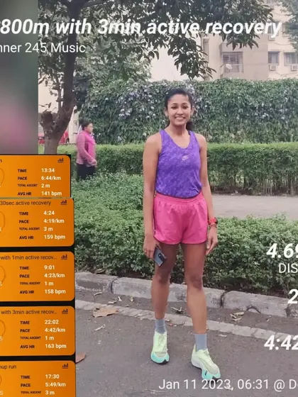 An interval workout with 800m repeats. We fall, we break, we fail. But then, we rise, we heal, we overcome. This session hit a 4:42/km pace.