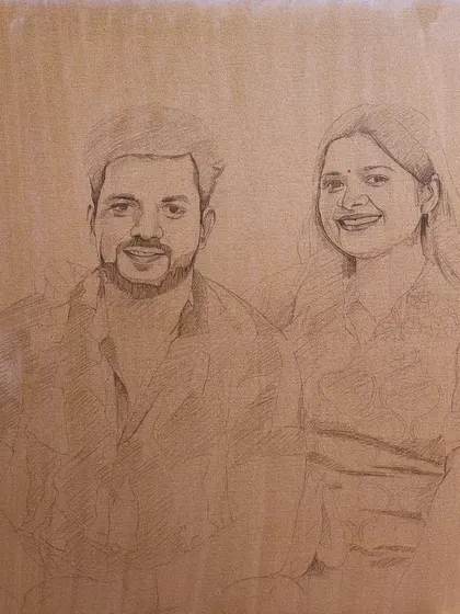 The initial pencil sketch on a 20" x 20" canvas, ready for the first layer of paint. This foundational drawing is key to getting the likeness just right.