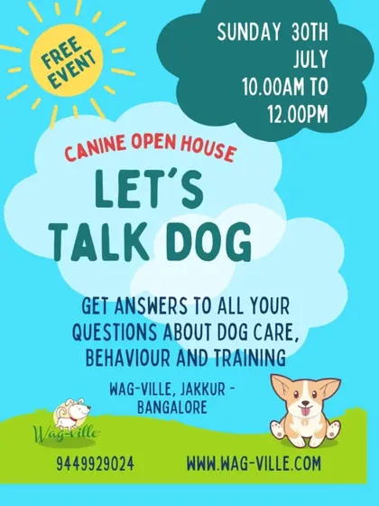 This is the flyer for our free 'Let's Talk Dog' Canine Open House. We created this event to give pet parents direct access to our certified behaviorists for all their questions about dog care and training.