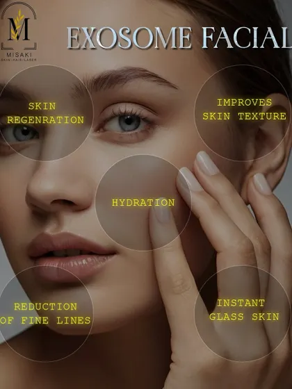 The Exosome Facial offers skin regeneration, improved texture, deep hydration, and reduction of fine lines for an instant glass skin effect.