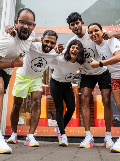 All smiles after a great run celebrating the Adidas Ultra Boost 5. We are more than just a running group; we are a team.