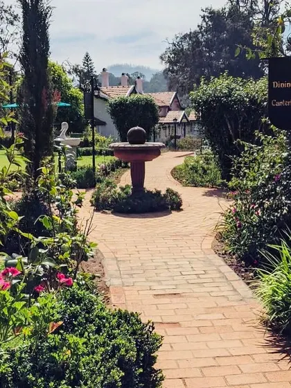 For the heritage Taj Savoy hotel in Ooty, we designed and installed this classic tiered fountain as a central feature along a brick garden path, enhancing the property's colonial-era charm.