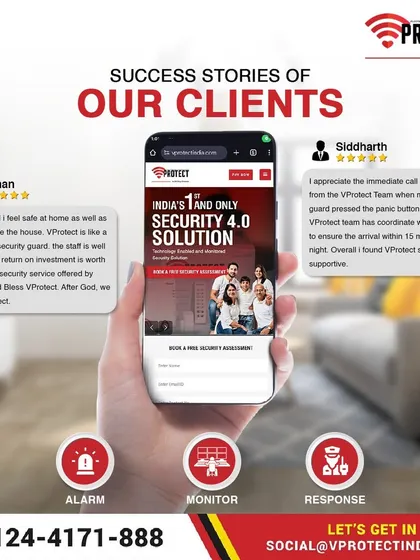Read success stories from our clients like Raman and Siddharth. From feeling safe at home to appreciating the immediate response during an emergency, our clients trust us to protect what matters most. Their feedback highlights our 24/7 friendly service and the value of our security investment.
