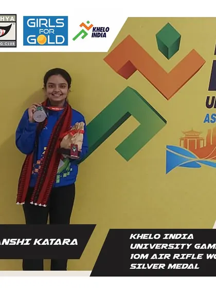 Devanshi Katara with her Silver Medal from the 10m Air Rifle event at the 4th Khelo India University Games in Assam.