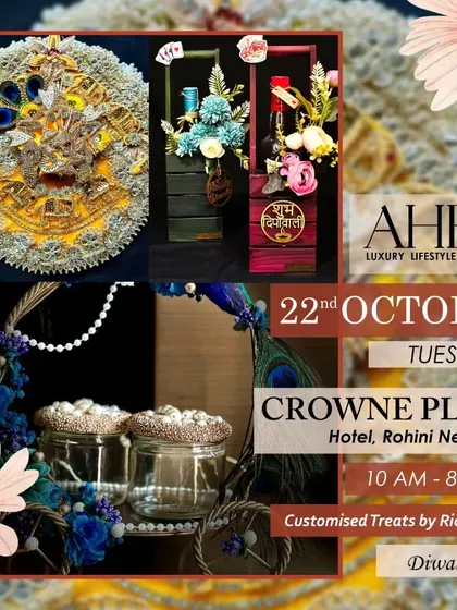 Mark your calendars. This is an announcement for my upcoming Diwali exhibition at the Aheli Luxury Lifestyle event. I can't wait to see you there and showcase my new collection.
