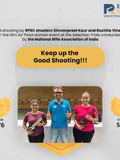 Good shooting by Simranpreet Kaur and Ruchita Vinerkar at the NRAI Selection Trials. Simranpreet's score of 581 and Ruchita's 576 in the 10m Air Pistol women's event show their consistent form.