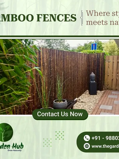 Bamboo fences are where style meets nature. This dark-stained bamboo fence provides a beautiful, natural backdrop for the plants and garden decor.