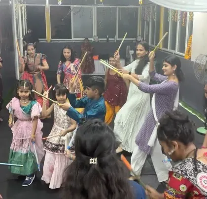 Our young dancers learning to handle the dandiya sticks. We teach kids the basics of traditional dance forms in a fun way.