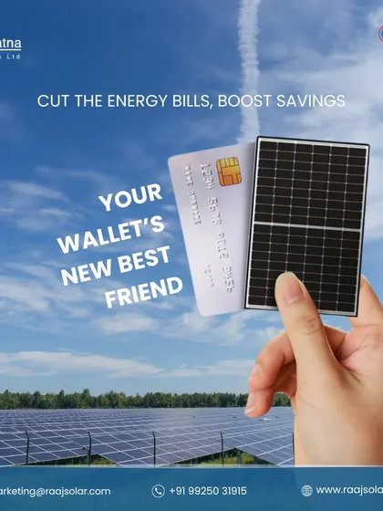 Our solar panels are your wallet's new best friend. This creative visual shows how our technology helps you cut energy bills and boost your savings, making it a smart financial partnership.