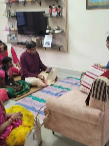 The learning never stops. Here I am with my students at my own Guru's house, Mahalakshmi Natarajan. It is important to always remain a student of the art.