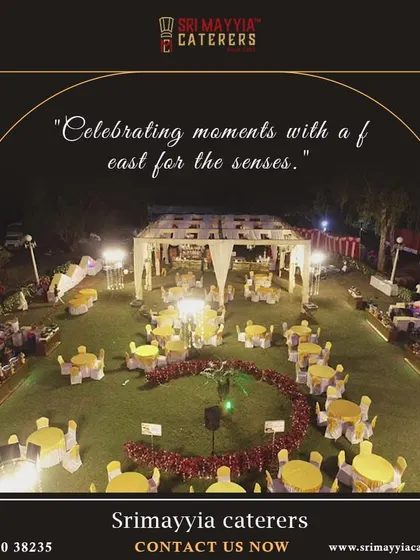 A wide-angle shot of our circular seating arrangement for an outdoor event, designed for a feast for the senses.