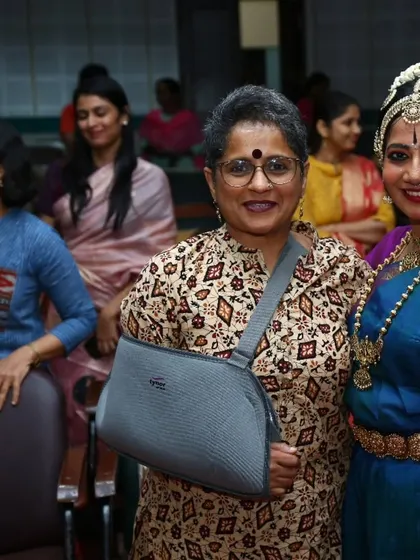 With my student Saudamini Rao after her performance. Despite challenges, she gave her best, and I am incredibly proud of her resilience.