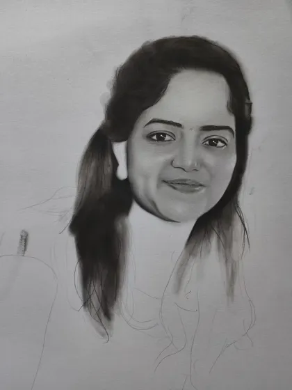 A progress shot showing more detail added to the hair and clothing.