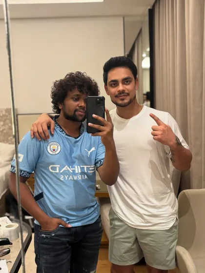 A fun pose with Ishan Kishan, celebrating the new look.