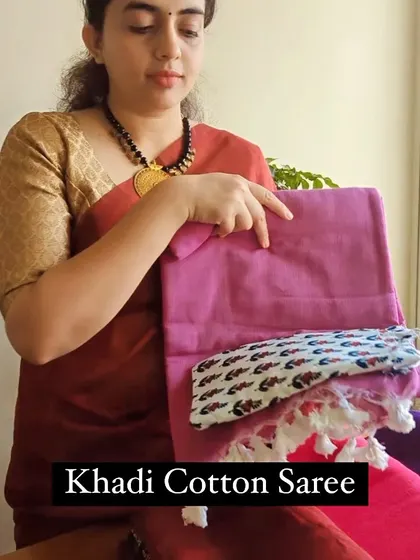 Another look at our popular Khadi cotton saree, a versatile and essential piece for any saree lover's collection.