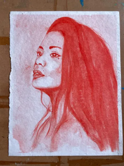 A portrait in red from my 'Portraits of Colours' series. In this watercolour collection, I imagine what different colours would look and feel like if they were human.