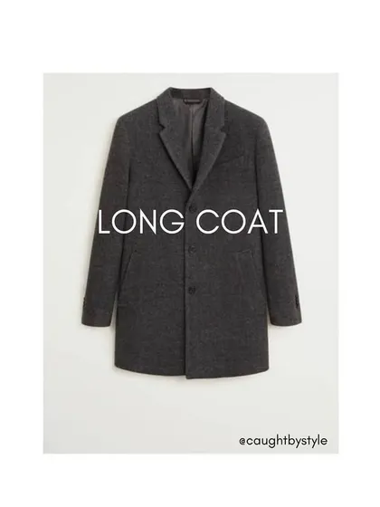 A classic long coat in a neutral color like charcoal grey is a must-have for any man's winter wardrobe. It instantly elevates any outfit, from a suit to jeans and a sweater.