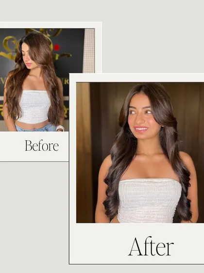 From long and simple to a celebrity-inspired look. This makeover involved adding soft, face-framing layers and a classic blowout to create a glamorous and sophisticated style.